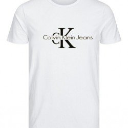 T-SHIRT 100% ΒΑΜΒΑΚΙ ΜΕ LOGO - ΛΕΥΚΟ - CALVIN KLEIN ΜΕΓΑΛΟ